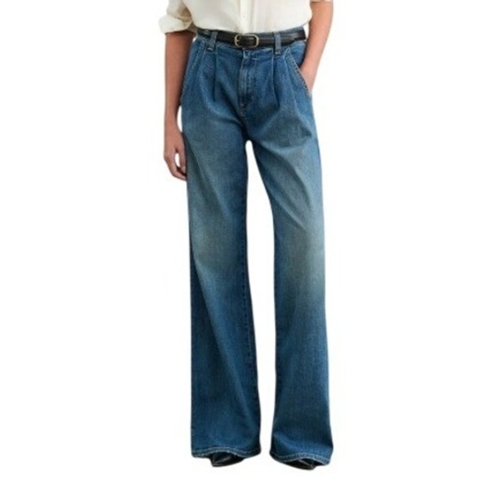 Nili Lotan Blue Wide-Leg Flare Jeans